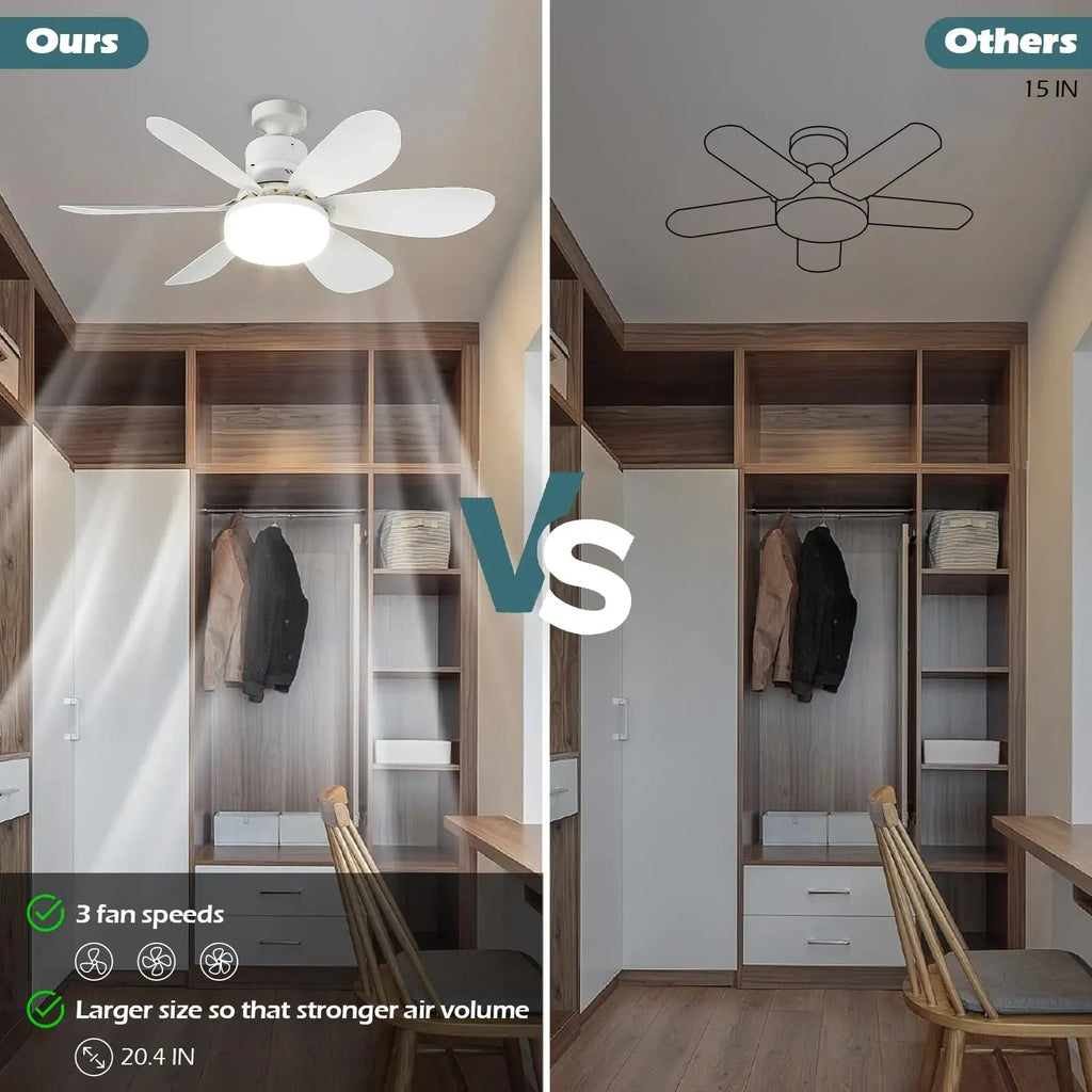 LED Ceiling Fan Light Dimmable Living Room Lamp Remote Control Color Changing